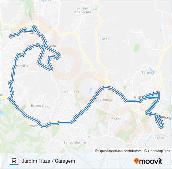 Mapa da linha L120T SANTA CECÍLIA / JARDIM FIÚZA de ônibus