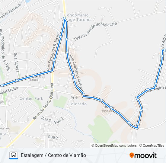 Mapa da linha L230A ESTALAGEM / CENTRO DE VIAMÃO de ônibus