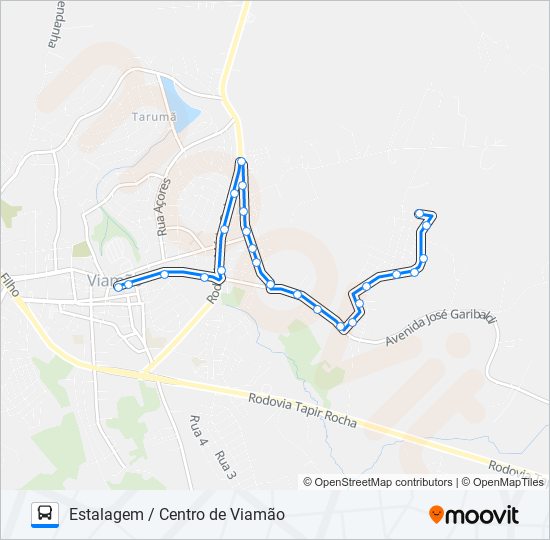 Mapa da linha L230A ESTALAGEM / CENTRO DE VIAMÃO de ônibus