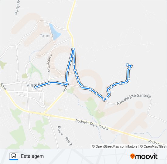 Mapa da linha L230A ESTALAGEM / CENTRO DE VIAMÃO de ônibus