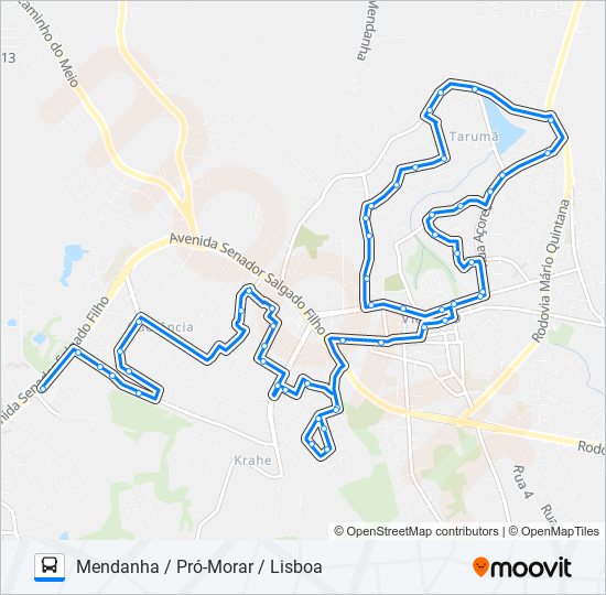 Mapa da linha L150P MENDANHA / PRÓ-MORAR / LISBOA de ônibus