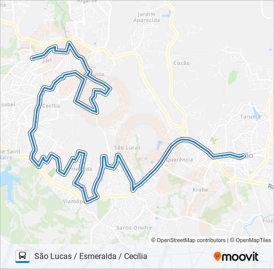 Mapa da linha R125 SÃO LUCAS / ESMERALDA / CECÍLIA de ônibus
