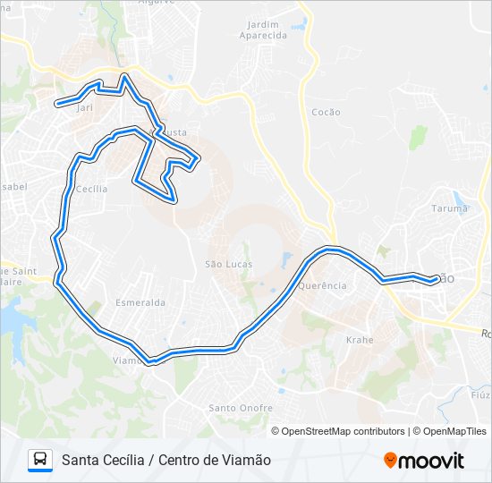 Mapa da linha L122 SANTA CECÍLIA / CENTRO DE VIAMÃO de ônibus