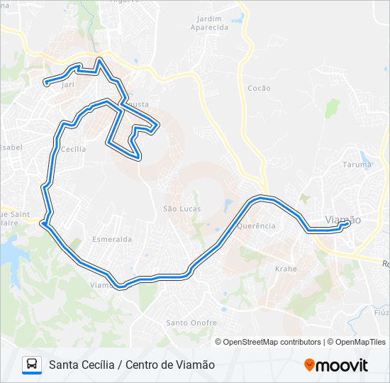 Mapa de L122 SANTA CECÍLIA / CENTRO DE VIAMÃO de autobús