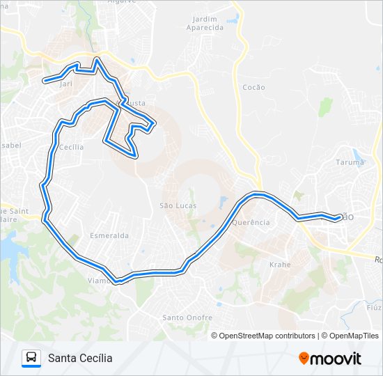 Mapa da linha L122 SANTA CECÍLIA / CENTRO DE VIAMÃO de ônibus