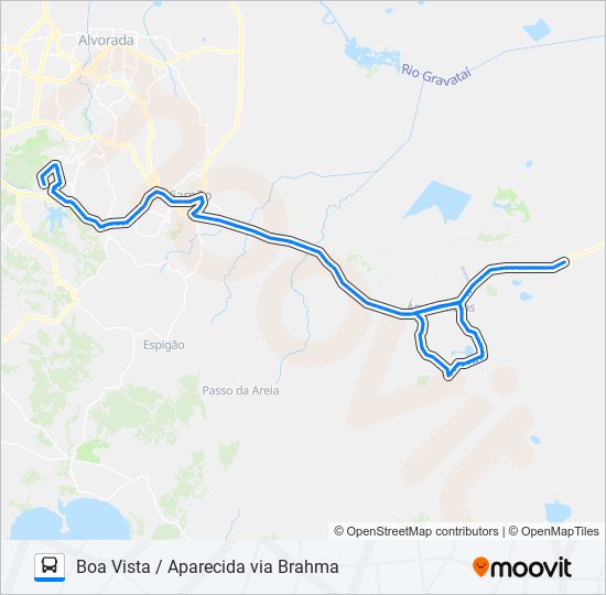 Mapa da linha L404 BOA VISTA / APARECIDA VIA BRAHMA de ônibus