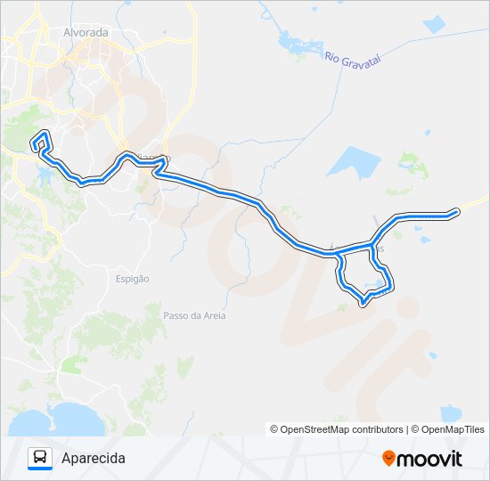 Mapa da linha L404 BOA VISTA / APARECIDA VIA BRAHMA de ônibus