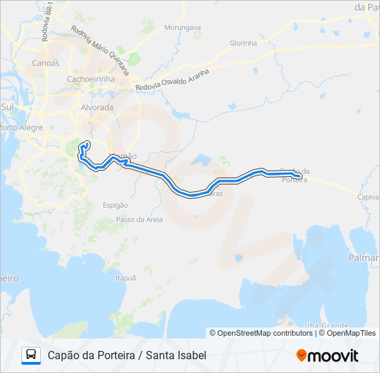 Mapa da linha L403T CAPÃO DA PORTEIRA / SANTA ISABEL de ônibus