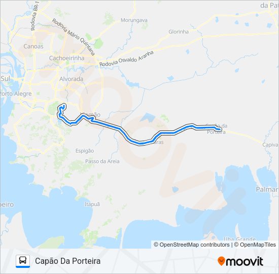 Mapa da linha L403T CAPÃO DA PORTEIRA / SANTA ISABEL de ônibus