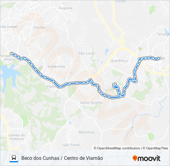 Mapa da linha L234 BECO DOS CUNHAS / CENTRO DE VIAMÃO de ônibus