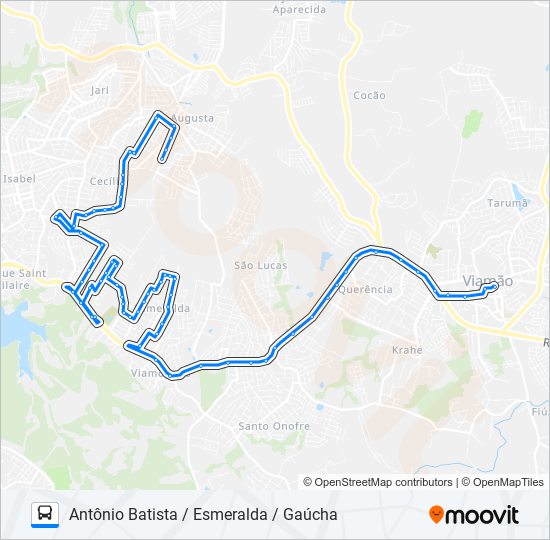 Mapa da linha L131 ANTÔNIO BATISTA / ESMERALDA / GAÚCHA de ônibus