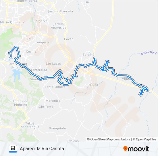 Mapa da linha L232T BECO DOS CUNHAS - COND. ELDORADO / APARECIDA de ônibus