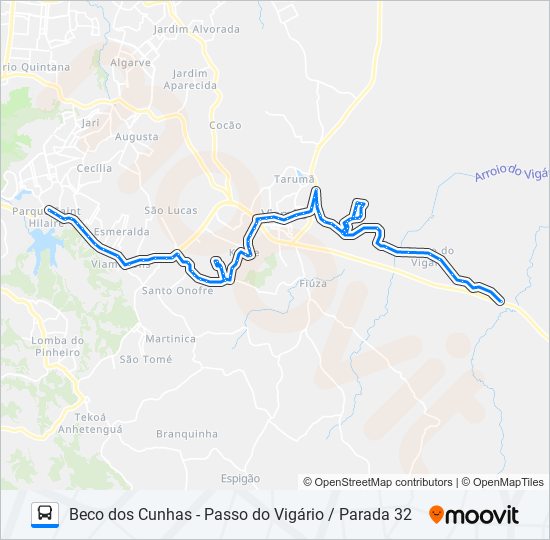 Mapa da linha L237 BECO DOS CUNHAS - PASSO DO VIGÁRIO / PARADA 32 de ônibus