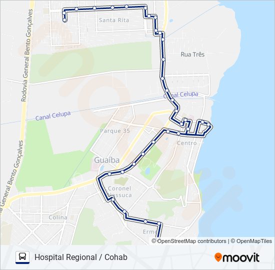 Mapa da linha 306 COHAB NORTE / ERMO de ônibus