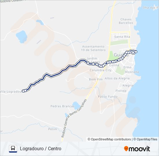 Mapa da linha 514 LOGRADOURO / CENTRO de ônibus