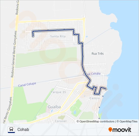 Mapa da linha 301 COHAB NORTE / CENTRO de ônibus