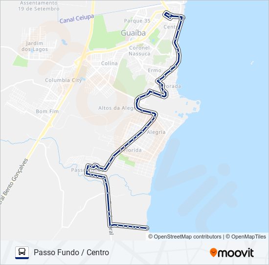 Mapa da linha 601 PASSO FUNDO / CENTRO de ônibus