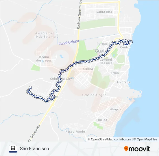 522 SÃO FRANCISCO / CENTRO Bus Line Map