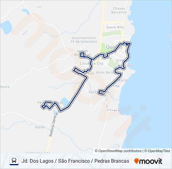 Mapa da linha 902 PRIMAVERA / ZONA LESTE de ônibus