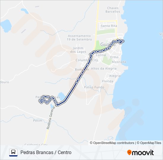 501 PEDRAS BRANCAS / CENTRO bus Line Map