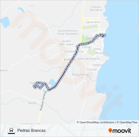 501 PEDRAS BRANCAS / CENTRO Bus Line Map