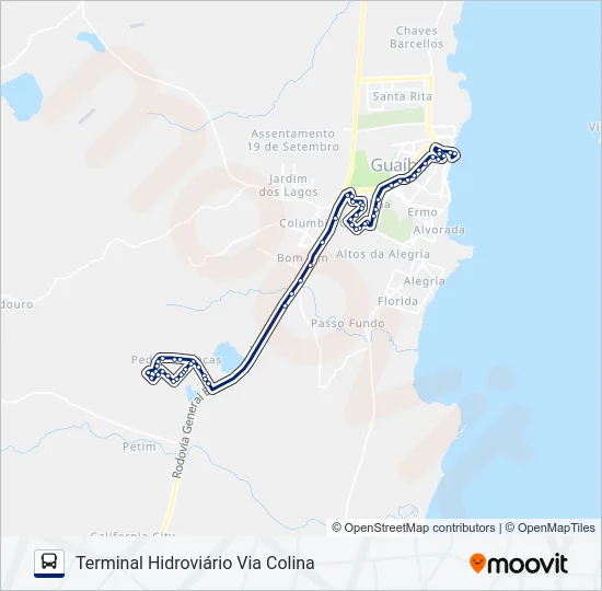 501 PEDRAS BRANCAS / CENTRO Bus Line Map