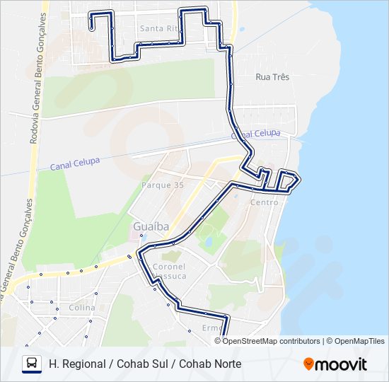 Mapa da linha 307 COHAB SUL / NORTE / ERMO de ônibus