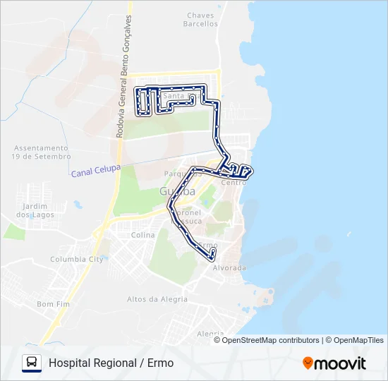 307 COHAB SUL / NORTE / ERMO Bus Line Map