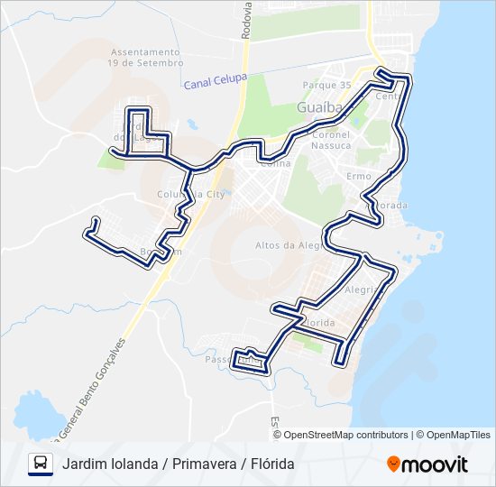 Mapa da linha 901 SÃO FRANCISCO / ZONA SUL de ônibus