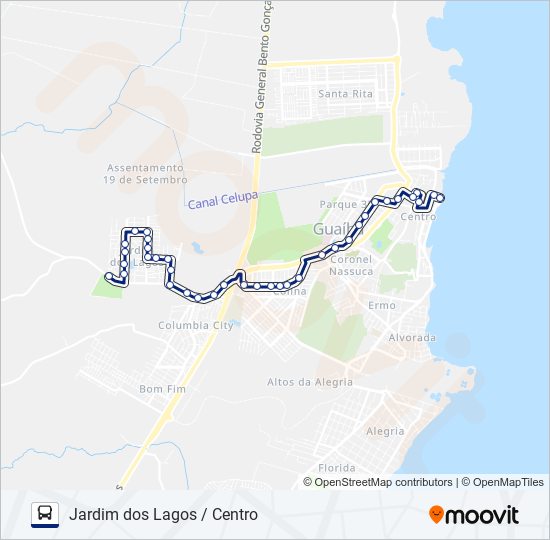 Mapa da linha 510 JARDIM DOS LAGOS / CENTRO de ônibus