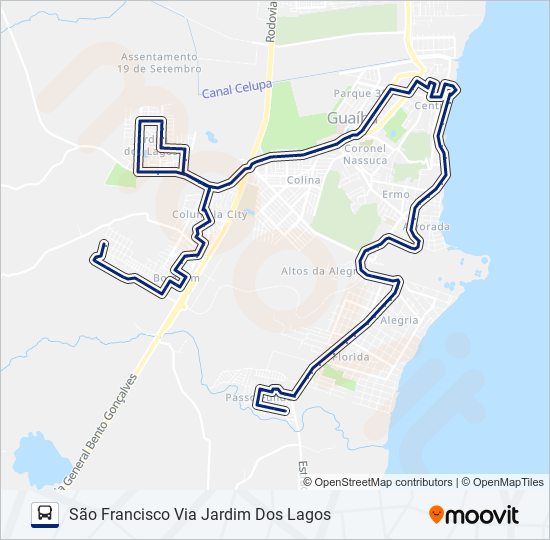 Mapa da linha 651 PRIMAVERA / SÃO FRANCISCO de ônibus