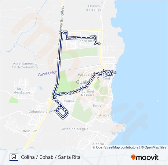 Mapa da linha 903 CENTRO-OESTE / ZONA NORTE de ônibus