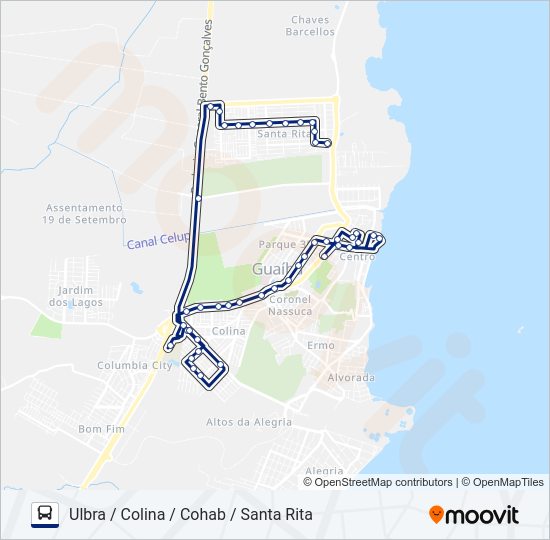 Mapa da linha 903 CENTRO-OESTE / ZONA NORTE de ônibus