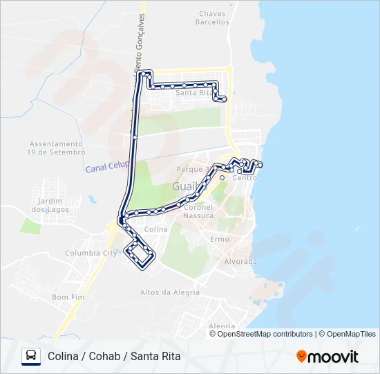 903 CENTRO-OESTE / ZONA NORTE Bus Line Map