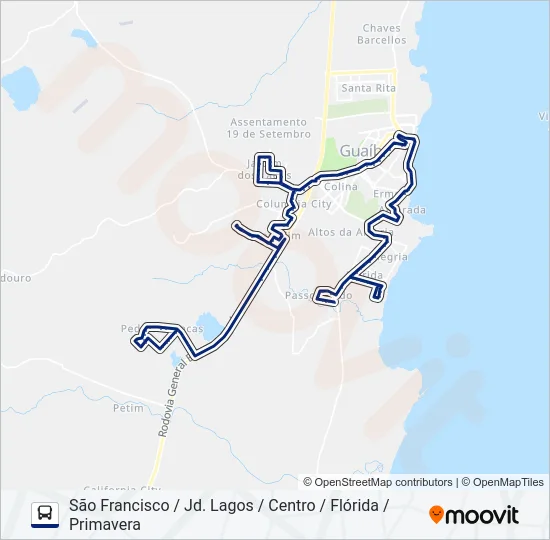 905 PEDRAS BRANCAS / ZONA SUL Bus Line Map