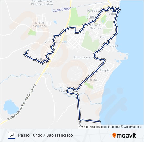 Mapa de 654 PASSO FUNDO / SÃO FRANCISCO de autobús
