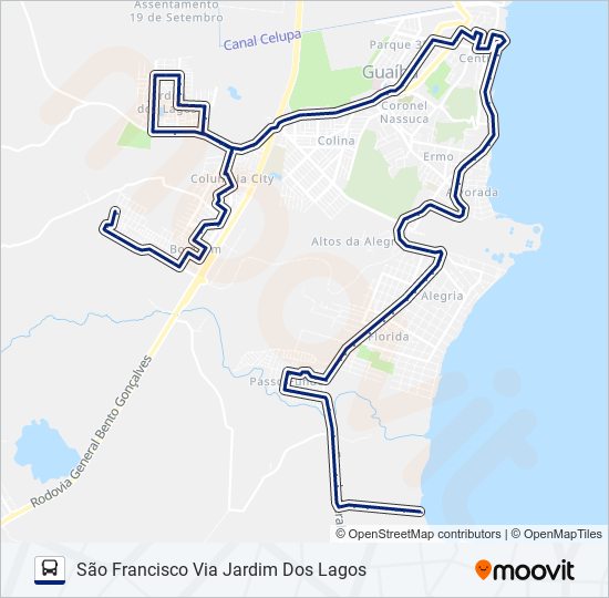 Mapa da linha 654 PASSO FUNDO / SÃO FRANCISCO de ônibus