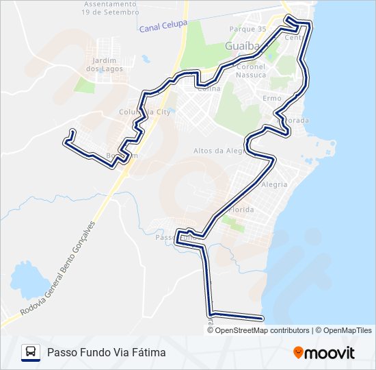 Mapa da linha 654 PASSO FUNDO / SÃO FRANCISCO de ônibus