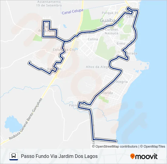 654 PASSO FUNDO / SÃO FRANCISCO Bus Line Map