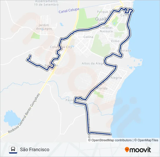 654 PASSO FUNDO / SÃO FRANCISCO Bus Line Map