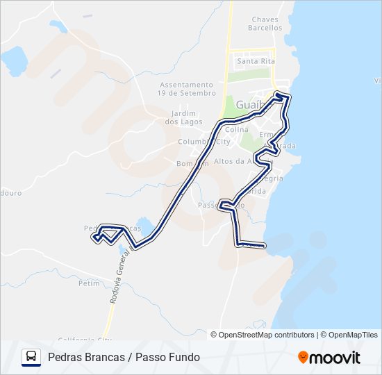 Mapa da linha 562 PEDRAS BRANCAS / PASSO FUNDO de ônibus