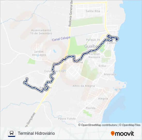 523 SÃO FRANCISCO / CENTRO VIA FÁTIMA Bus Line Map
