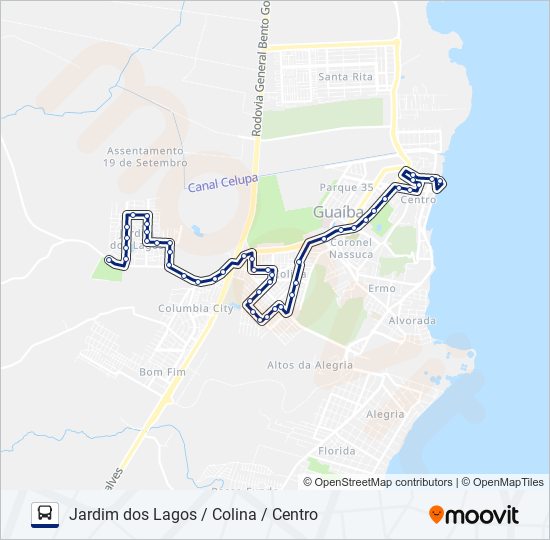 Mapa da linha 511 JARDIM DOS LAGOS / COLINA / CENTRO de ônibus