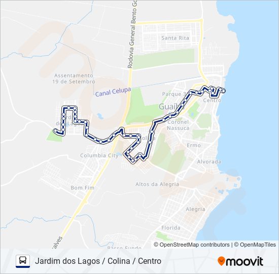 Mapa da linha 511 JARDIM DOS LAGOS / COLINA / CENTRO de ônibus