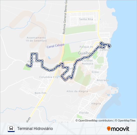 Mapa da linha 511 JARDIM DOS LAGOS / COLINA / CENTRO de ônibus