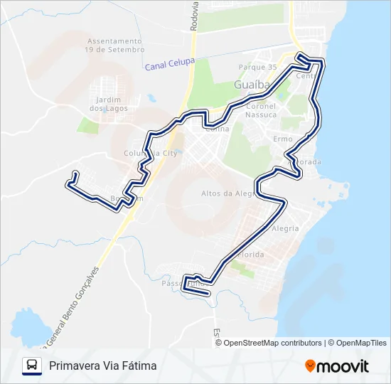 652 PRIMAVERA / SÃO FRANCISCO VIA FÁTIMA Bus Line Map