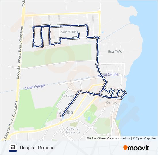 Mapa da linha 305 COHAB SUL / NORTE / HOSPITAL REGIONAL de ônibus