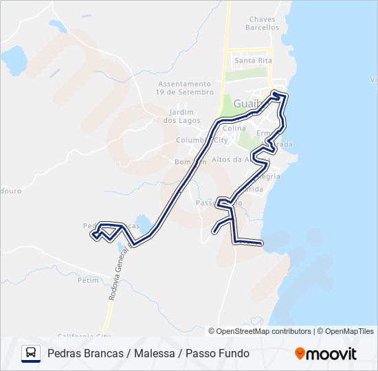Mapa de 563 PEDRAS BRANCAS / MALESSA / PASSO FUNDO de autobús