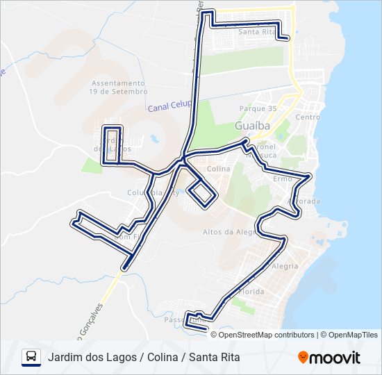 Mapa de 906 JARDIM DOS LAGOS / COLINA / SANTA RITA de autobús