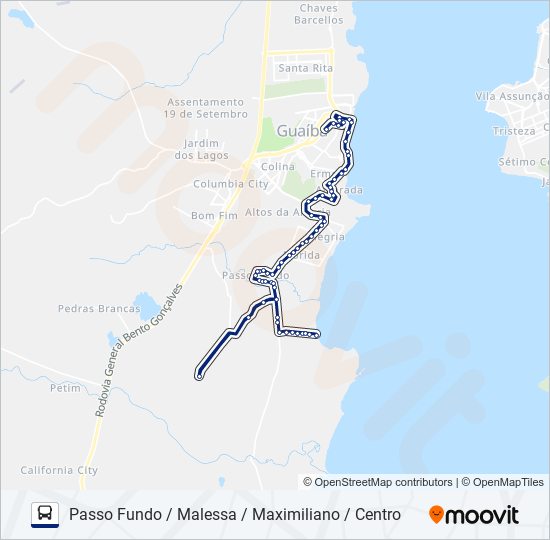 Mapa da linha 603 PASSO FUNDO / MALESSA / MAXIMILIANO / CENTRO de ônibus